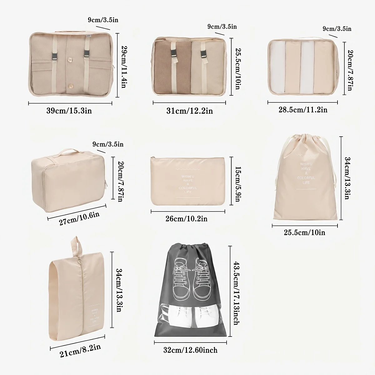 8pcs Set Travel Packing Cubes - Image 3