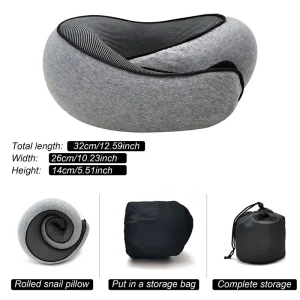 Travel Neck Pillow Memory Foam U-shaped Pillow Snail Style Travel Neck Support Portable Adjustable Soft Noon Break Sleep Pillows - Thumbnail Image 2