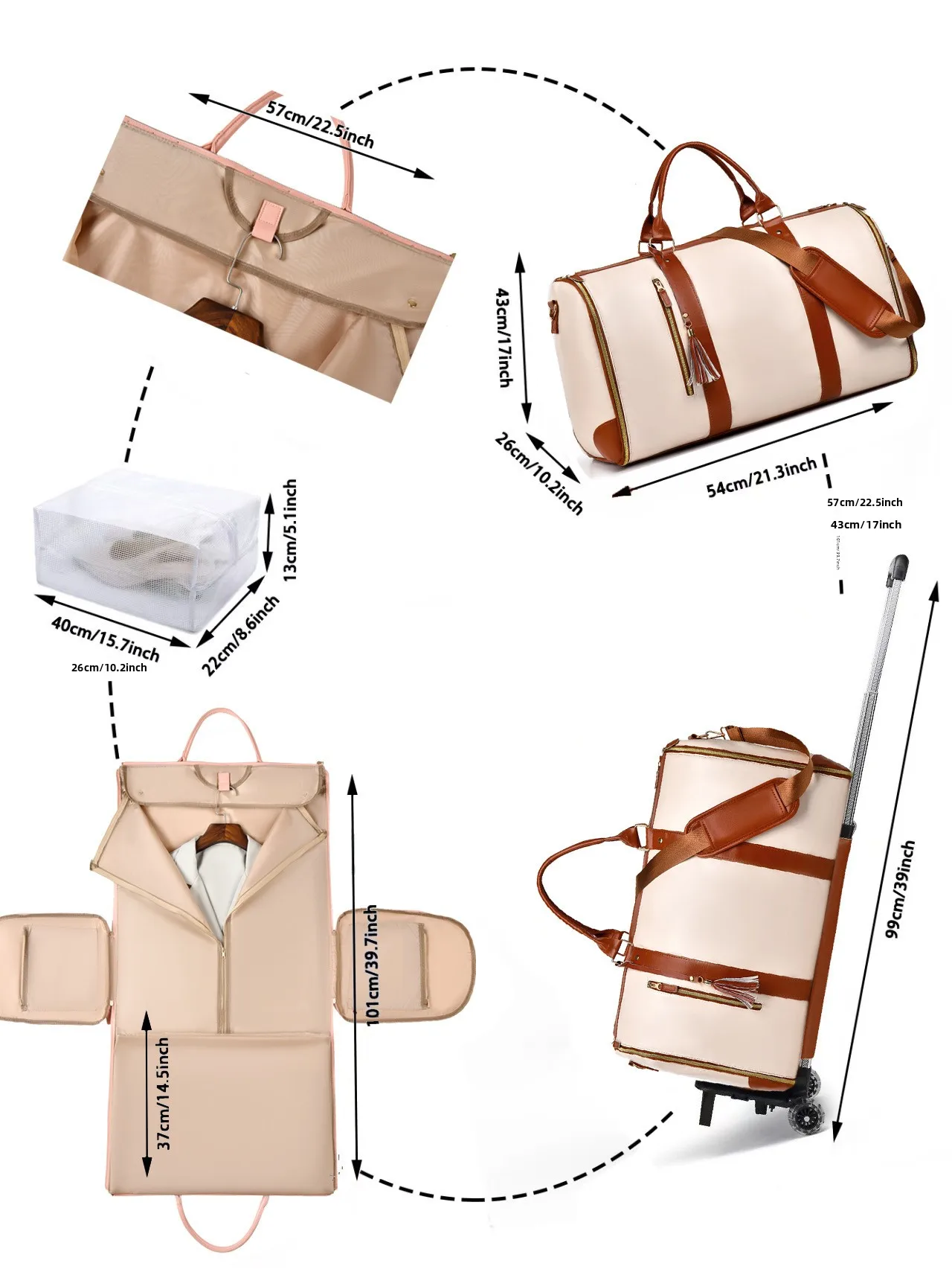 New Large Travel Foldable Ladies Clothing Luggage Bag with Pull Rod Overnight Storage Multi-Functional Suitcase for Men And W... - Image 4