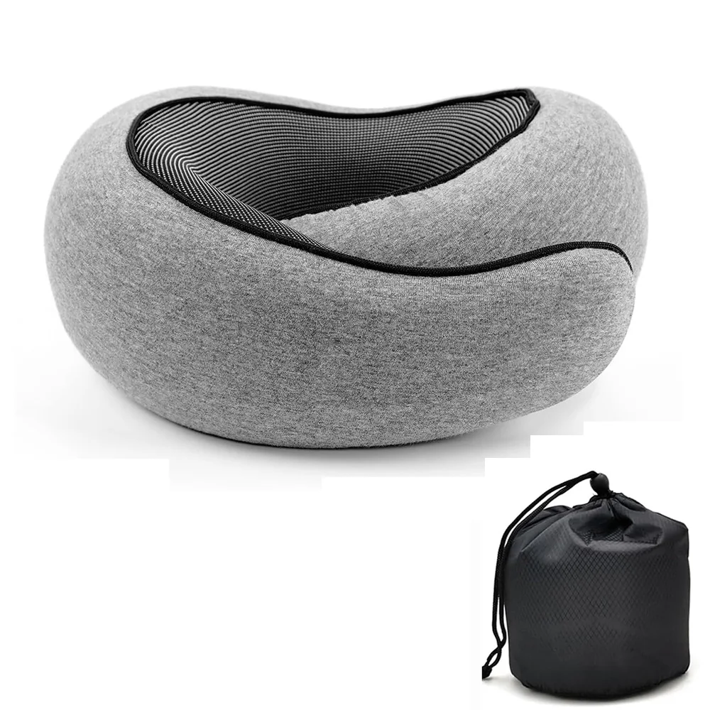 Travel Neck Pillow Memory Foam U-shaped Pillow Snail Style Travel Neck Support Portable Adjustable Soft Noon Break Sleep Pillows - Image 5